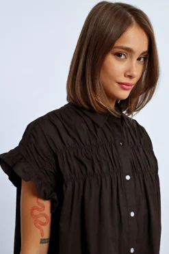 Robe chemise à fronces