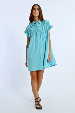 Robe chemise à fronces