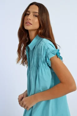 Robe chemise à fronces