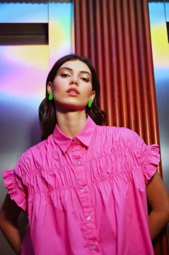 Robe chemise à fronces