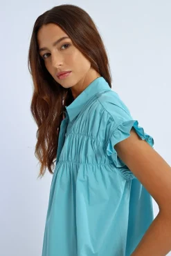 Robe chemise à fronces
