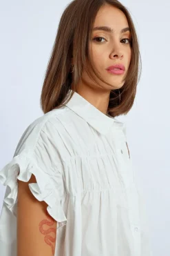 Robe chemise à fronces