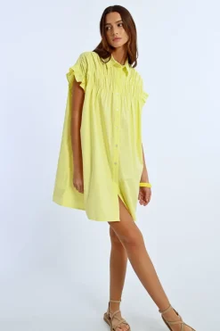 Robe chemise à fronces
