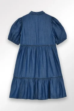 Robe chemise à volants en lyocell