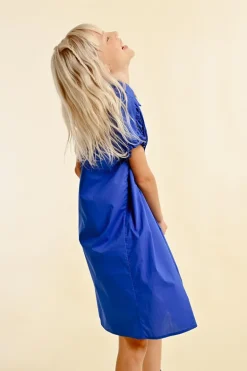 Robe chemise courte à détails smockés