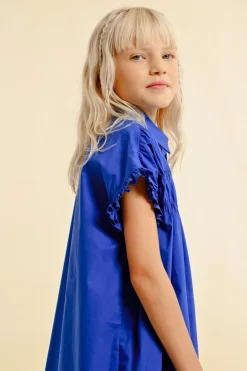 Robe chemise courte à détails smockés
