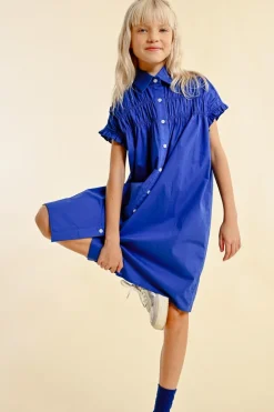 Robe chemise courte à détails smockés