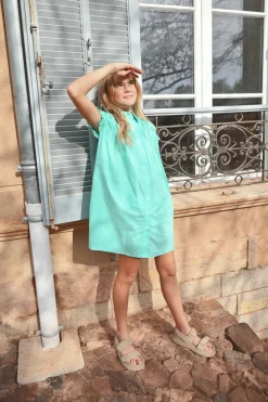 Robe chemise courte à détails smockés