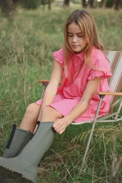 Robe chemise courte à détails smockés