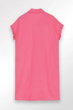 Robe chemise courte à détails smockés