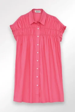 Robe chemise courte à détails smockés