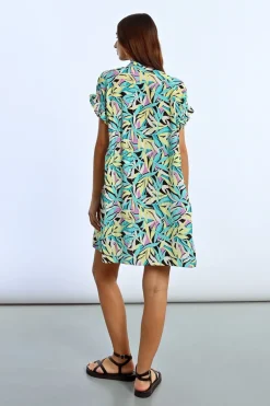 Robe chemise imprimée à fronces
