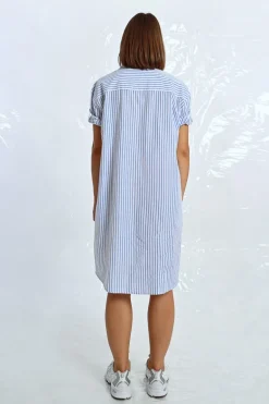 Robe chemise irisée à rayures