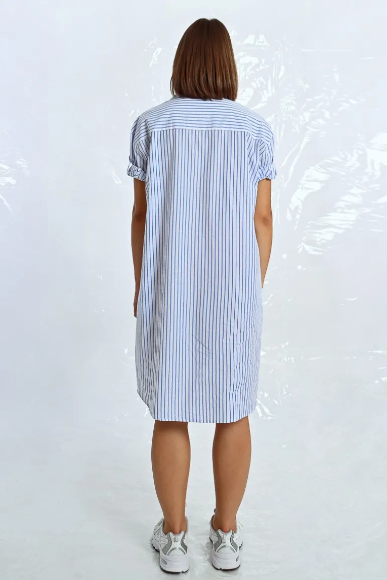 Robe chemise irisée à rayures