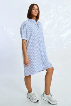 Robe chemise irisée à rayures