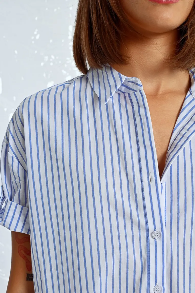 Robe chemise irisée à rayures
