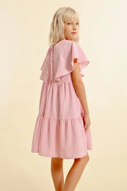 Robe courte à fines rayures babydoll