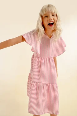 Robe courte à fines rayures babydoll