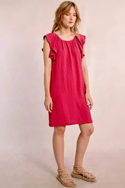 Robe courte à manches fantaisies