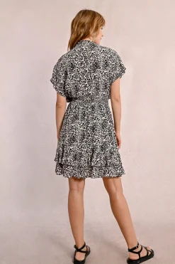 Robe courte à volants, léopard