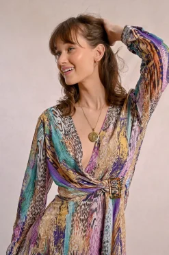 Robe courte ceinturée, à imprimé