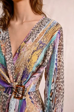 Robe courte ceinturée, à imprimé