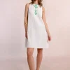 Robe courte en popeline brodé