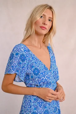 Robe courte, fendue et imprimée