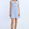 Robe courte irisée à rayures