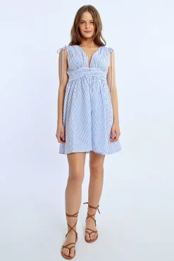 Robe courte irisée à rayures