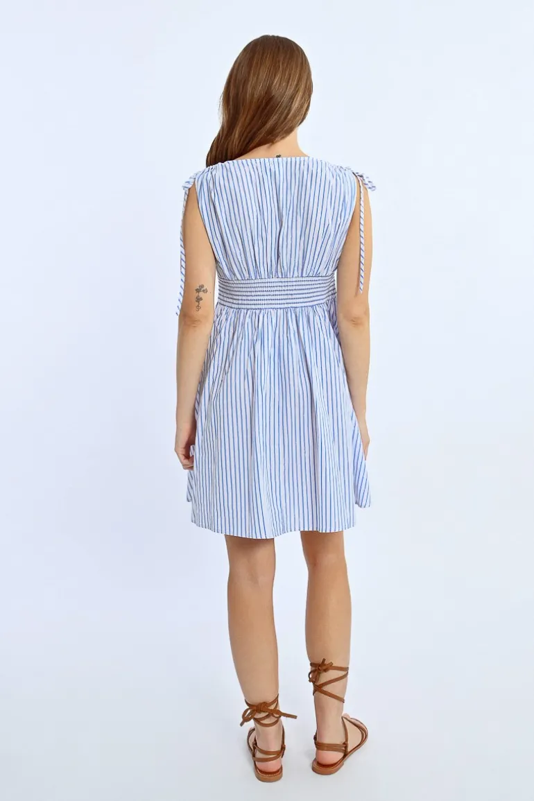 Robe courte irisée à rayures