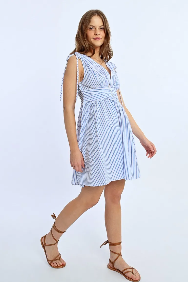Robe courte irisée à rayures