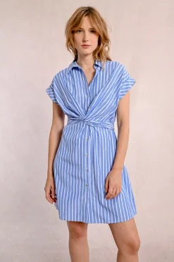 Robe courte rayée et croisée