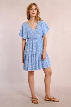 Robe courte, évasée à pois