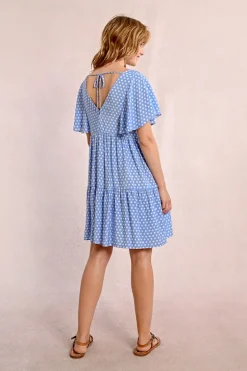 Robe courte, évasée à pois