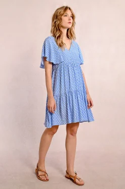 Robe courte, évasée à pois