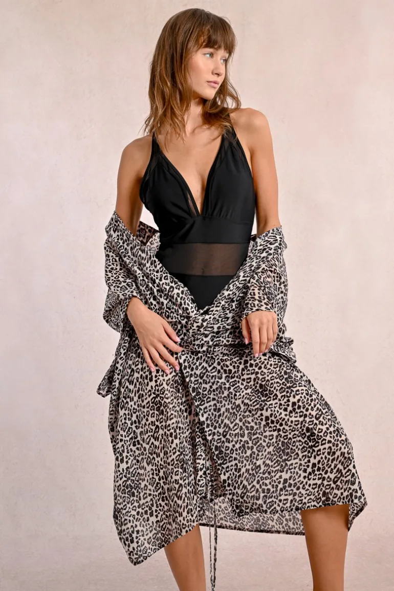 Robe de plage à imprimé léopard