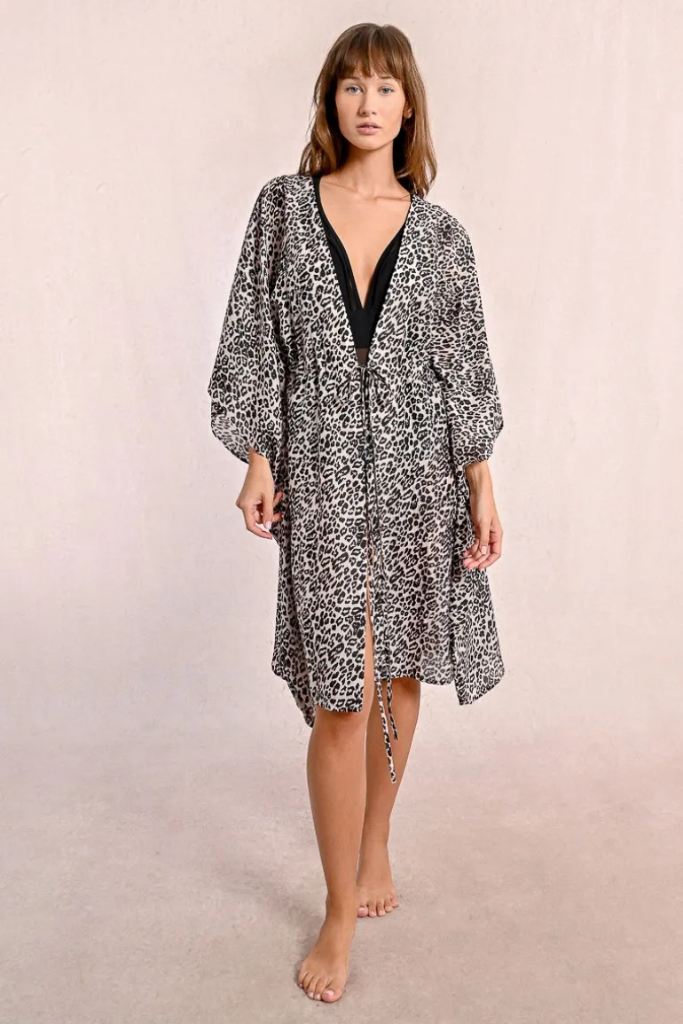 Robe de plage à imprimé léopard