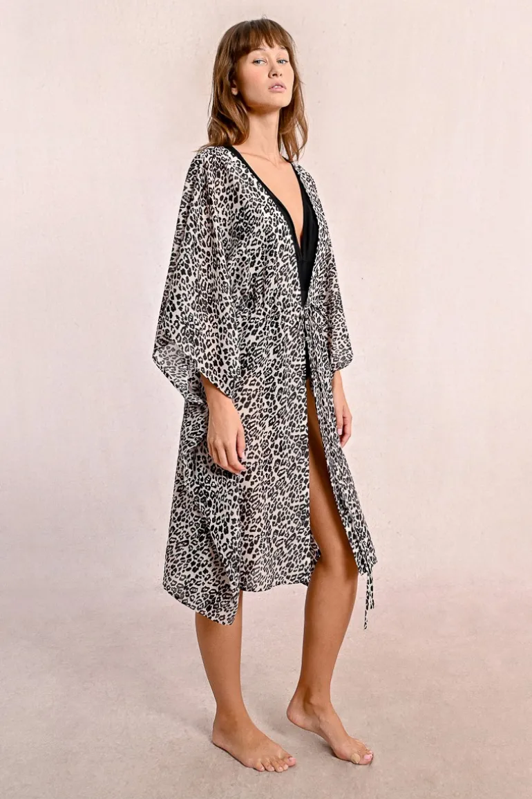 Robe de plage à imprimé léopard