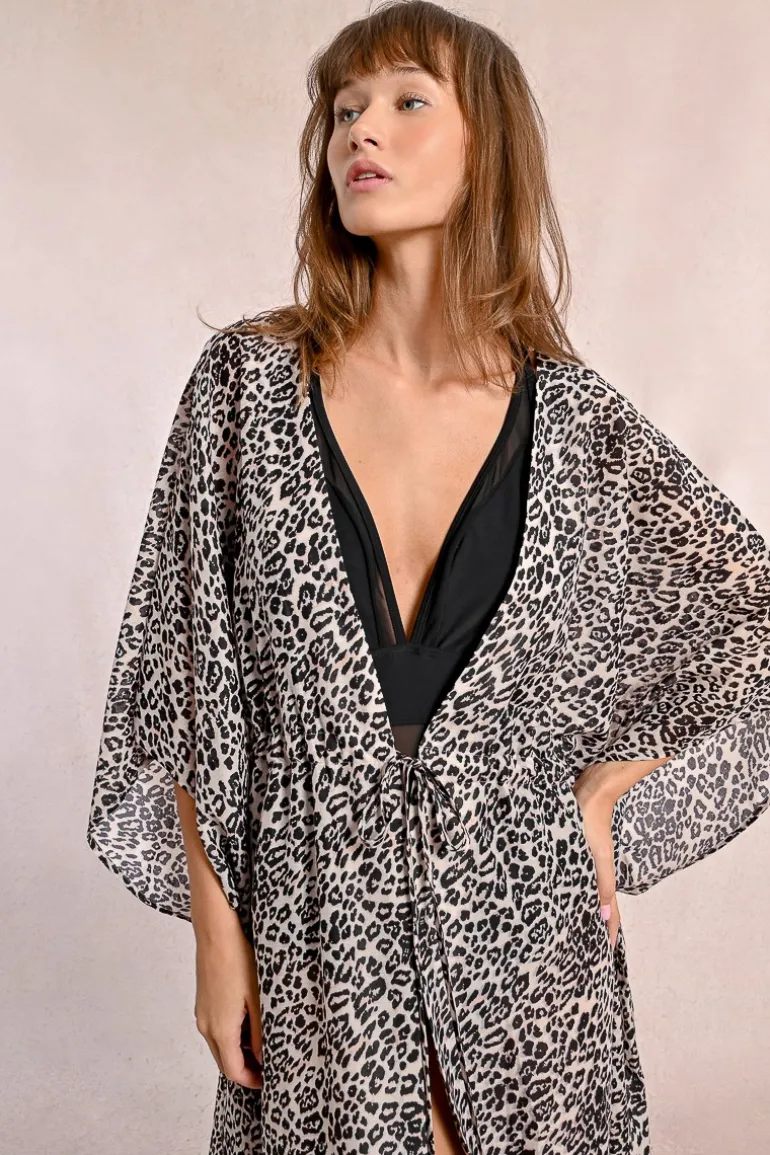 Robe de plage à imprimé léopard