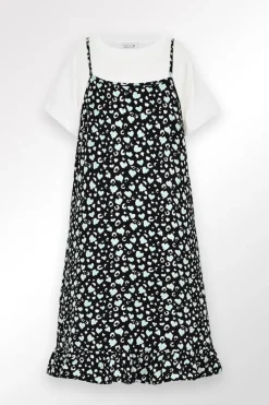 Robe en bi-matière, imprimée
