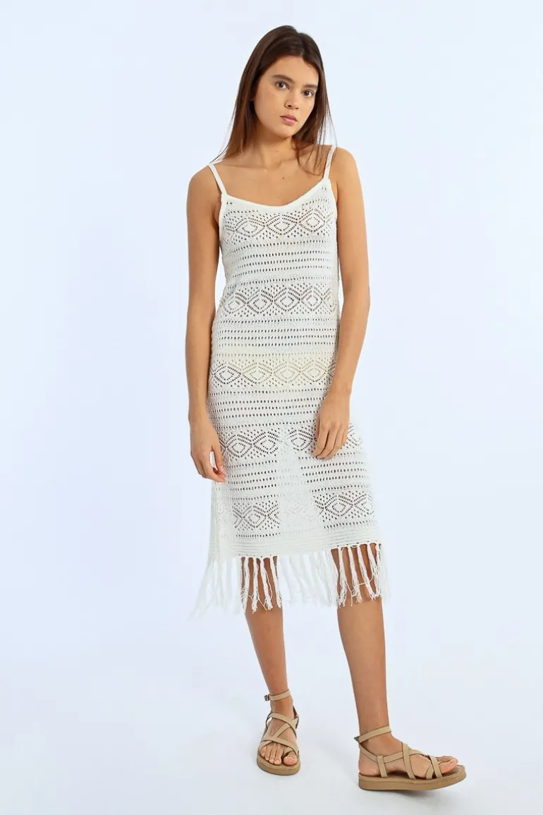 Robe en crochet à franges