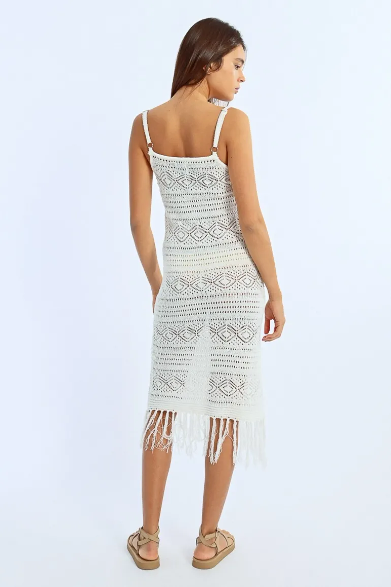 Robe en crochet à franges