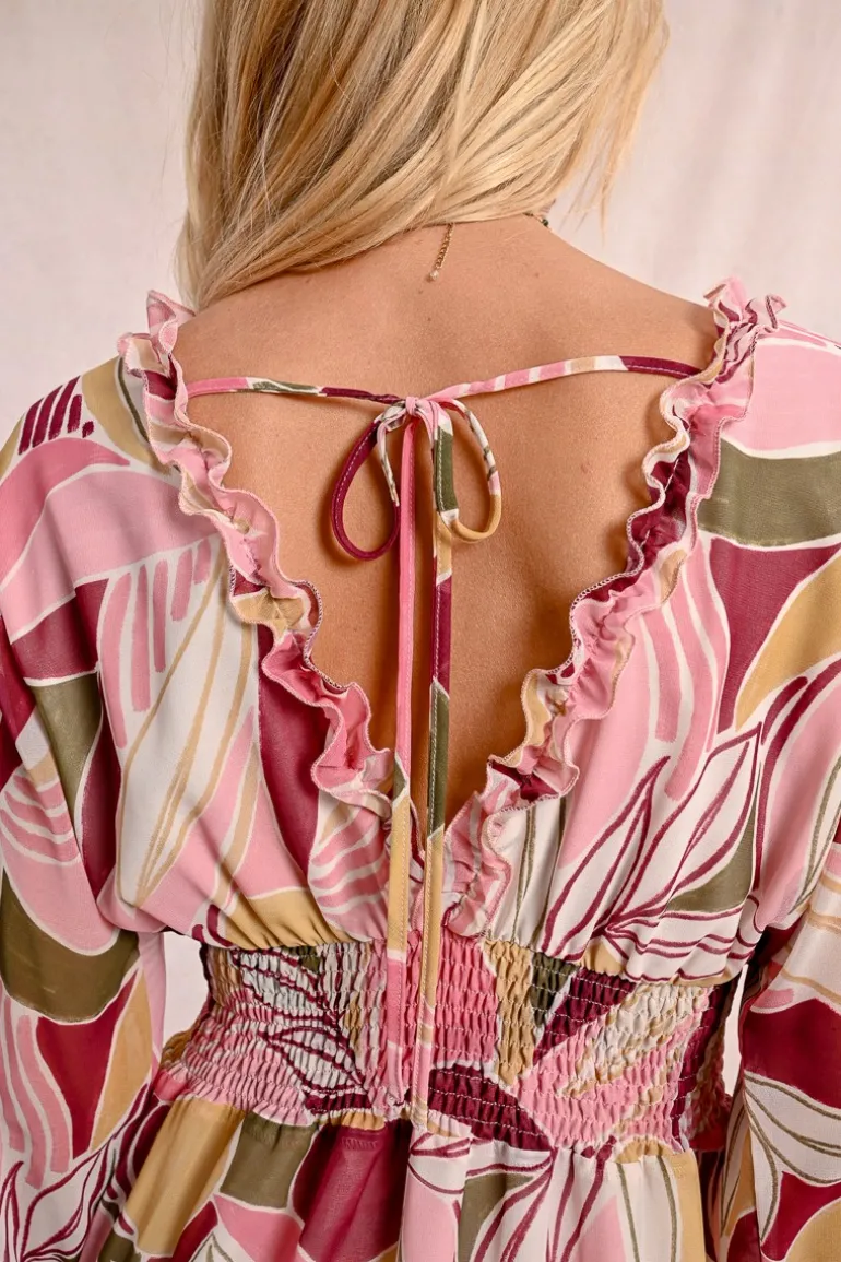 Robe imprimée à taille élastiquée