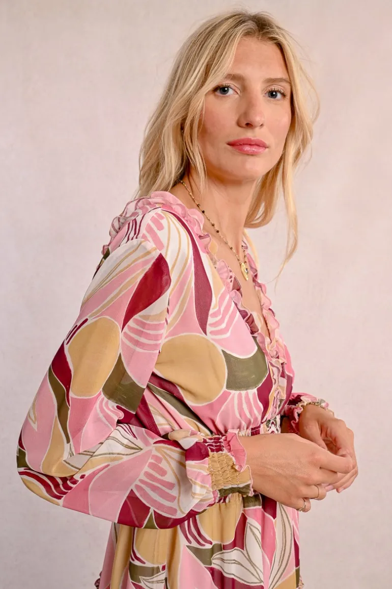 Robe imprimée à taille élastiquée