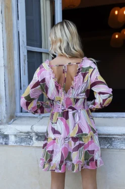 Robe imprimée à taille élastiquée