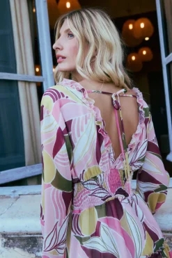 Robe imprimée à taille élastiquée