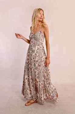 Robe longue à bretelles et à imprimé