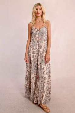 Robe longue à bretelles et à imprimé