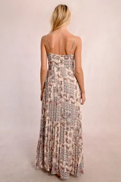 Robe longue à bretelles et à imprimé